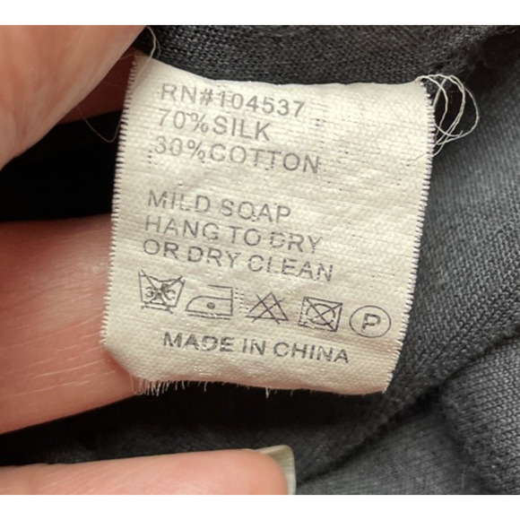 Burning Torch Silk Blend Cardigan Womens M Faded Black Cascade Front Embroidered - Picture 7 of 12